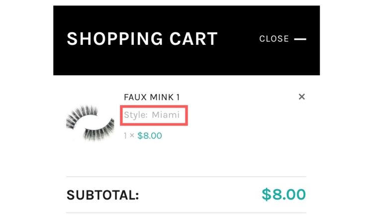 Shopping Cart Screenshot