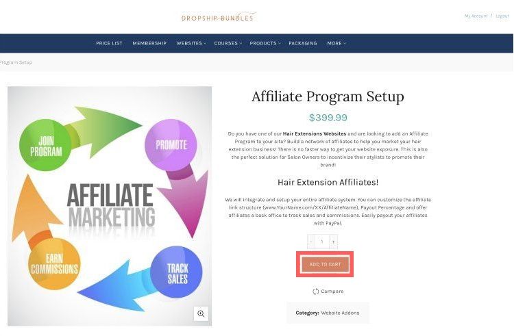 affiliate marketing program add to cart