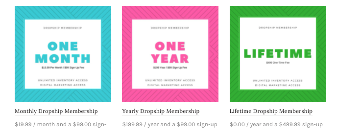 MEMBERSHIP OPTIONS DROPSHIP BUNDLES