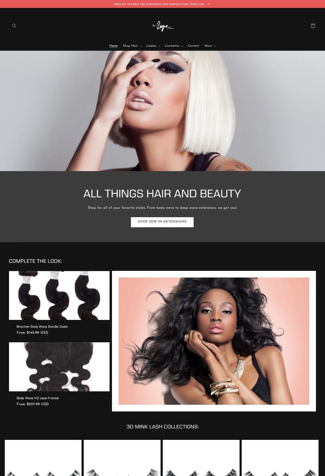Brand New Shopify Hair Theme 4 Template by Dropship Beauty