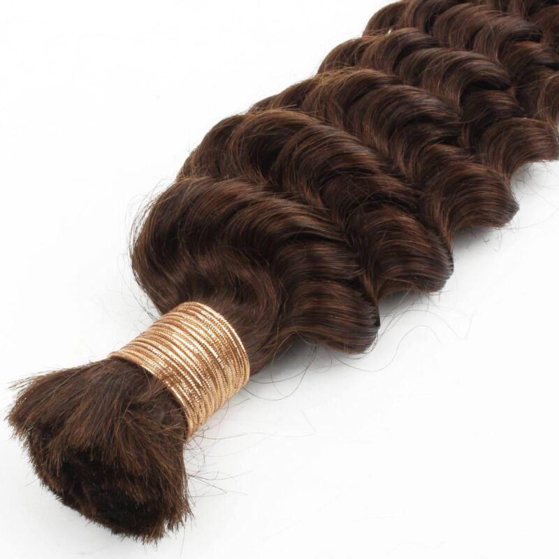 Medium Brown Deep Wave Bulk Human Hair Extensions - Image 2