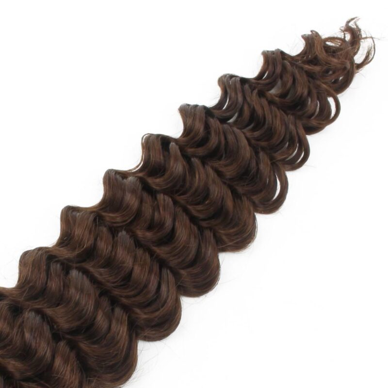 Medium Brown Deep Wave Bulk Human Hair Extensions - Image 3
